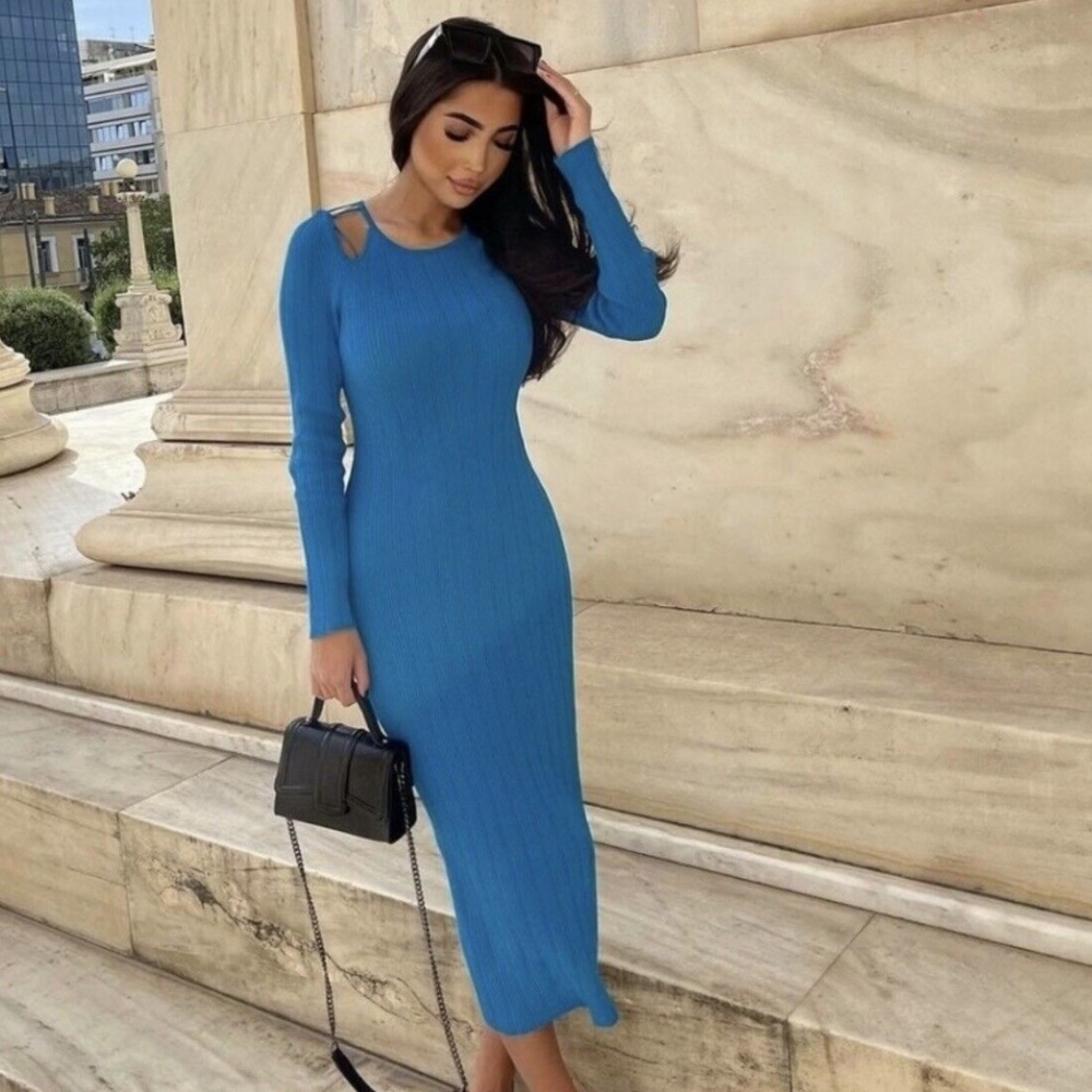 NWT Zara Knit Cut Out Midi Dress
